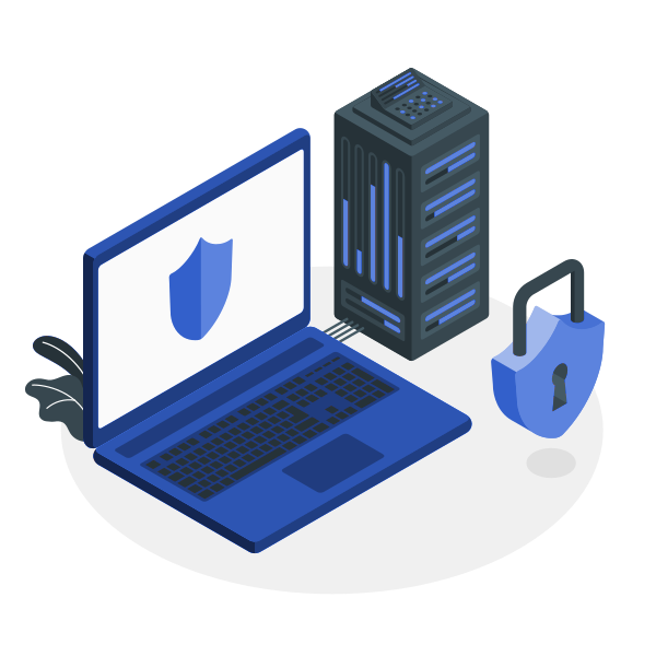 Serveur sécurisé, bouclier et cadenas — cybersécurité et infrastructure